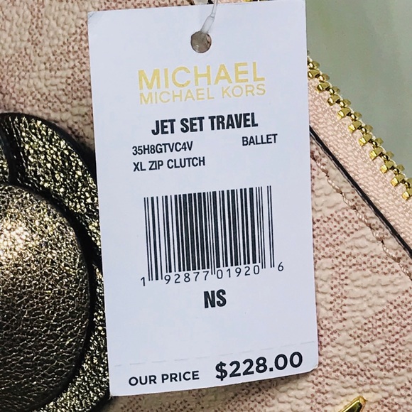 Michael Kors Jet Set Travel Studded Floral Clutch - Picture 8 of 8